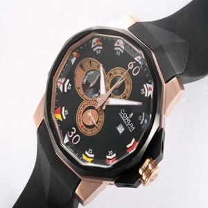 Corum Admirals Cup 277.931.91/0371 AN32 Round Quartz Chronograph Black Dial Watch