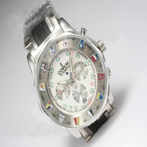 Corum Admirals Cup 753.692.55/0002 AG12 44mm Silver Rubber Strap White Dial Watch