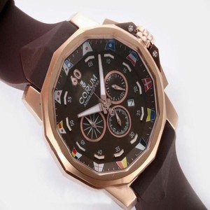 Corum Admirals Cup 753.692.55/0002 AG12 Quartz Chronograph Round Brown Dial Watch