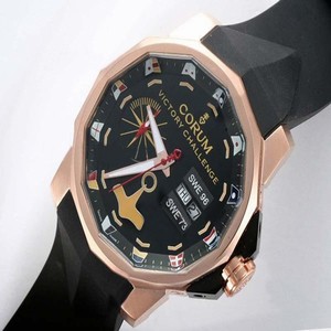 Corum Admirals Cup 947.933.04 Rose Gold Case Round Black Dial Watch