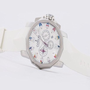 Corum Admirals Cup 984.970.47/F379 AA12 White Rubber Strap Stainless Steel Bezel White Dial Watch