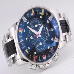 Corum Admirals Cup 98563020 Round Mens Silver Rubber Strap Watch