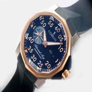 Corum Admirals Cup A.C.C.8 Black Rubber Strap Rose Gold Bezel Blue Dial Watch
