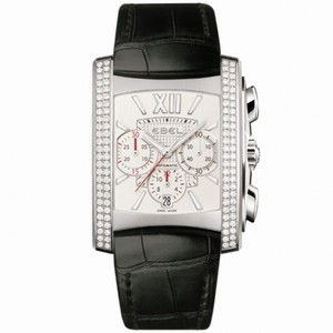 Ebel Brasilia Automatic White Dial Black Leather Strap Ladies Watch 1215784