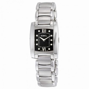 Ebel Brasilia Black Diamond Dial Stainless Steel Ladies Watch 1215666