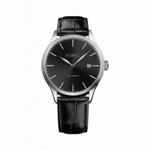 Ebel Classic 100 Automatic Black Dial Black Leather Men's Watch 1216089