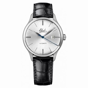 Ebel Classic 100 Silver Dial Black Leather Automatic Men's Watch 1216039