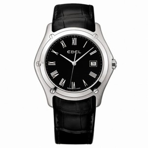 Ebel Classic Gents XL Black Dial Black Alligator Leather Men's Quartz Watch 1215800