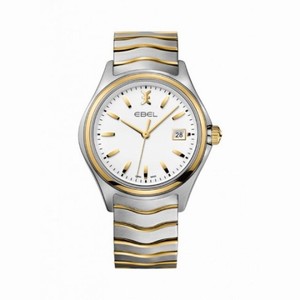 Ebel Wave White Dial Stainless Steel and 18K Yellow Gold Men's Watch 1216203