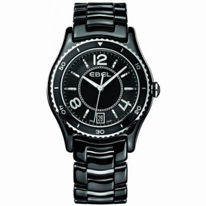 Ebel X-1 Black Dial Black Ceramic and Steel Ladies Watch 1216142