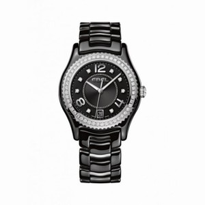 Ebel X-1 Black Dial Diamond Ceramic Ladies Watch 1216156