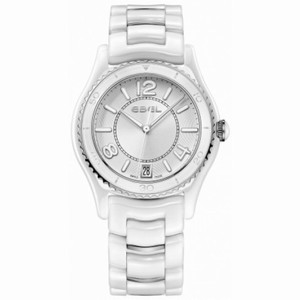 Ebel X-1 Silver Dial White Ceramic and Steel Ladies Watch 1216129
