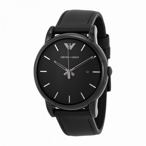 Emporio Armani Classic Black Dial Black Leather Strap Men's Watch AR1732