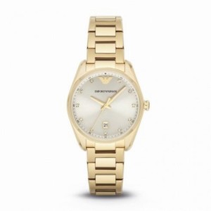 Emporio Armani Classic Champagne Sunray Dial Gold-tone Stainless Steel Ladies Watch AR6064