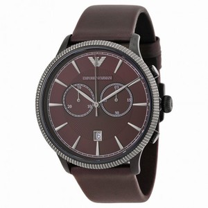 Emporio Armani Classic Chronograph Aubergine Dial Leather Men's Watch AR1795