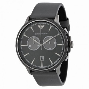 Emporio Armani Classic Chronograph Black Dial Grey Leather Men's Watch AR1794
