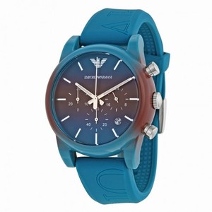 Emporio Armani Classic Chronograph Blue and Purple Degrade Dial Blue Silicone Men's Watch AR1062