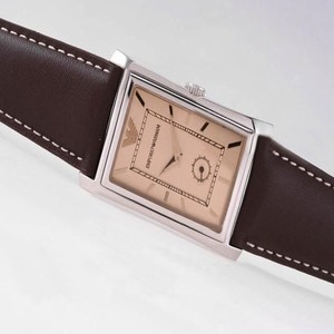 Emporio Armani Classic Ladies AR0447 Brown Dial 22x45mm Brown Cow Leather Strap Watch