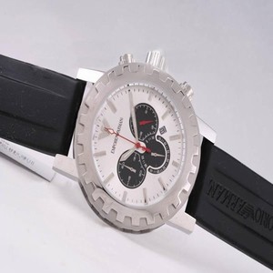 Emporio Armani Classic Mens AR0527 Quartz Chronograph Round White Dial Watch