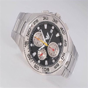 Emporio Armani Classic Mens AR5982 Black Dial 44mm Silver Stainless Steel Strap Watch