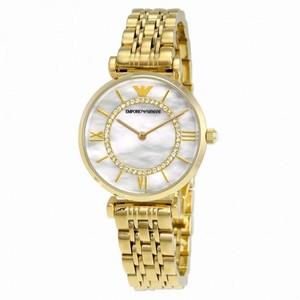 Emporio Armani Classic Mother Of Pearl Dial Gold-tone Stainless Steel Ladies Watch AR1907