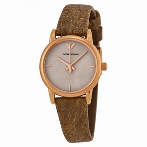 Emporio Armani Classic Off White Dial Brown Leather Ladies Watch AR1813