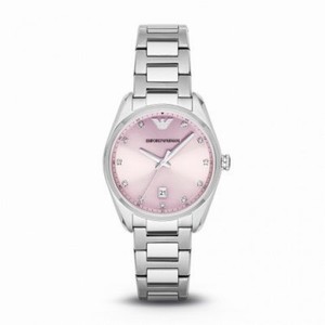 Emporio Armani Classic Pink Sunray Dial Stainless Steel Ladies Watch AR6063