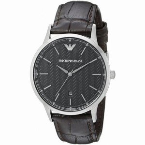 Emporio Armani Dress Black Dial Leather Men's Dress Watch AR2480