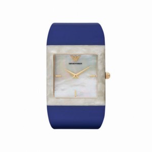 Emporio Armani Fashion Mother Of Pearl Dial Blue Plastic Cuff Ladies Watch AR7396
