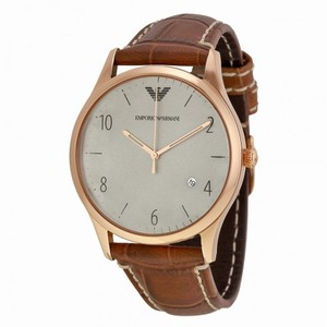 Emporio Armani Grey Dial Cognac Leather Men's Watch AR1866