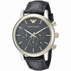 Emporio Armani Luigi Black Dial Chronograph Black Leather Men's Watch AR1917