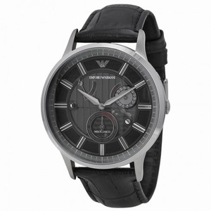 Emporio Armani Meccanico Automatic Black Skeletal Dial Leather Men's Watch AR4659