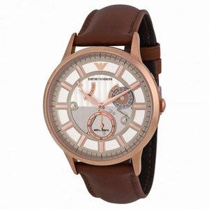 Emporio Armani Meccanico Automatic Silver Dial Brown Leather Men's Watch AR4662