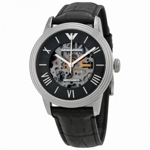 Emporio Armani Meccanico Automatic Skeletal Dial Leather Unisex Watch AR4669