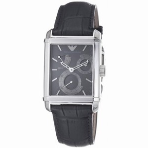 Emporio Armani Meccanico Black Dial Black Leather Men's Watch AR4235