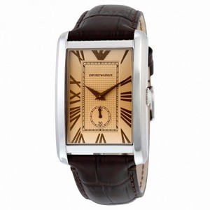 Emporio Armani Silver Dial Brown Crocodile Leather Quartz Men's Watch AR1605