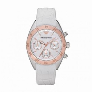 Emporio Armani Sport Chronograh Silver Dial White Silicone Men's Watch AR5938