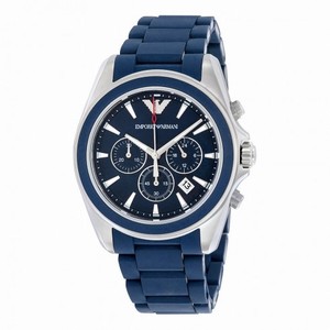 Emporio Armani Sportivo Chronograph Blue Dial Blue Rubber Men's Watch AR6068