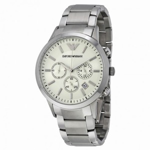 Emporio Armani Sportivo Chronograph Cream Dial Stainless Steel Men's Watch AR2458