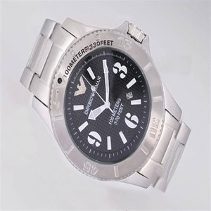 Emporio Armani Sports Divers AR0627 Black Dial Silver Stainless Steel Strap Watch