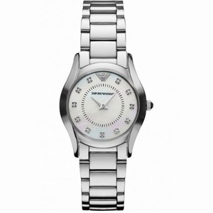 Emporio Armani White Mother of Pearl Dial Diamond Ladies Watch AR3168