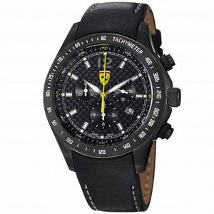 Ferrari Scuderia Carbon Fiber Dial Chronograph Black Leather Men's Watch FE-07-IPGUN-CP-FC