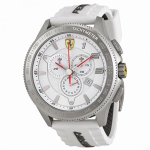 Ferrari Chronograph White Dial White Silicone Watch 830140
