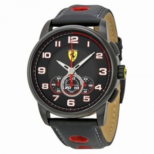 Ferrari Heritage Chronograph Black Dial Black Leather Men's Watch 830059