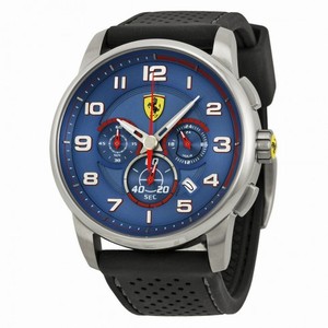 Ferrari Heritage Chronograph Blue Dial Black Silicone Men's Watch 830062