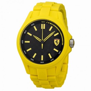 Ferrari Pit Crew Black Dial Yellow Silicone Men's Watch 830195