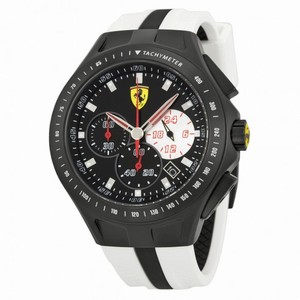 Ferrari Race Day Chronograph Black Dial White Silicone Men's Watch 830026
