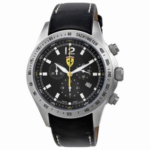 Ferrari Scuderia Black Dial Chronograph Leather Strap Men's Watch FE-07-ACC-CP-BK