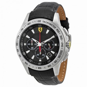 Ferrari Scuderia Chronograph Black Dial Black Leather Men's Watch 0830039