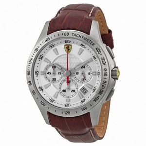 Ferrari Scuderia Chronograph Silver Dial Brown Leather Men's Watch 830044